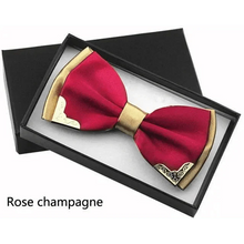 Load image into Gallery viewer, White Men Elegant Polyester Butterfly Bowtie Metal Corners Wedding Bowtie Party Bow Ties
