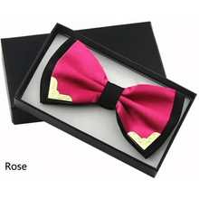 Load image into Gallery viewer, White Men Elegant Polyester Butterfly Bowtie Metal Corners Wedding Bowtie Party Bow Ties
