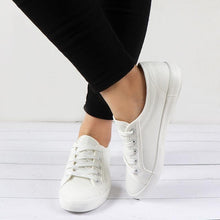将图片加载到图库查看器，White Summer Womens Sneakers Trainers White Leather Canvas Shoes Tenis Classic Casual Cotton Slip On Canvas Comfortable Walking Flats Sneakers

