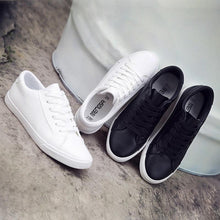 将图片加载到图库查看器，White Summer Womens Sneakers Trainers White Leather Canvas Shoes Tenis Classic Casual Cotton Slip On Canvas Comfortable Walking Flats Sneakers
