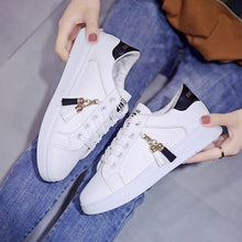Load image into Gallery viewer, White Women Breathable Sneakers Casual Sports Flat Low Top Sneaker Lace-up Classic Shoes Girls Comfortable Women's Casual Flats Elegant Soft Walking Sneakers
