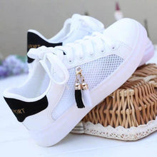 Load image into Gallery viewer, White Women Breathable Sneakers Casual Sports Flat Low Top Sneaker Lace-up Classic Shoes Girls Comfortable Women's Casual Flats Elegant Soft Walking Sneakers
