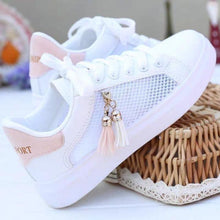 Load image into Gallery viewer, White Women Breathable Sneakers Casual Sports Flat Low Top Sneaker Lace-up Classic Shoes Girls Comfortable Women's Casual Flats Elegant Soft Walking Sneakers
