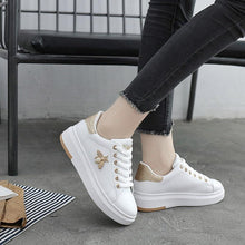 Load image into Gallery viewer, White Women Sneakers Platform Fashion Rhinestone Sneakers Lace Up Casual Shoes Breathable Comfortable Women's Casual Flats Elegant High Quality Sport Women Sneakers
