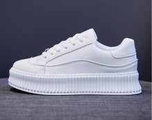 Load image into Gallery viewer, White Women Spring Running Thick Shoes Woman Comfortable Sneakers Leather Spring Flats Trainers Outdoor Vulcanize Slip On Trainers Fashion Platform Sneakers
