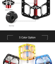将图片加载到图库查看器，Wide Flat Mountain Road Cycling Bicycle Bike Pedal 3 Sealed Bearings 9/16 in Aluminum With Removable Antiskid Cleats Mountain Bike Pedal Platform Flat Bicycle Pedals Aluminum Alloy Non-Slip Metal Bike Pedals With 3 Bearings For Road
