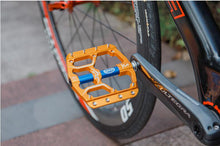 将图片加载到图库查看器，Wide Flat Mountain Road Cycling Bicycle Bike Pedal 3 Sealed Bearings 9/16 in Aluminum With Removable Antiskid Cleats Mountain Bike Pedal Platform Flat Bicycle Pedals Aluminum Alloy Non-Slip Metal Bike Pedals With 3 Bearings For Road
