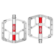将图片加载到图库查看器，Wide Flat Mountain Road Cycling Bicycle Bike Pedal 3 Sealed Bearings 9/16 in Aluminum With Removable Antiskid Cleats Mountain Bike Pedal Platform Flat Bicycle Pedals Aluminum Alloy Non-Slip Metal Bike Pedals With 3 Bearings For Road
