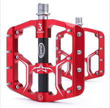 将图片加载到图库查看器，Wide Flat Mountain Road Cycling Bicycle Bike Pedal 3 Sealed Bearings 9/16 in Aluminum With Removable Antiskid Cleats Mountain Bike Pedal Platform Flat Bicycle Pedals Aluminum Alloy Non-Slip Metal Bike Pedals With 3 Bearings For Road
