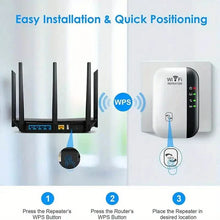 Load image into Gallery viewer, WiFi Long Range Amplifier Extender Signal Booster Wireless Internet Repeater with Ethernet Port
