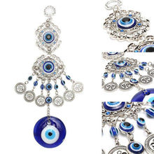 Load image into Gallery viewer, Wind Chimes Turkey Blue Evil Eye (Nazar) Amulet Pendants Home Blessing Protection Gift Ornaments Dream Catcher Blue Rhinestone Wall Hanging Home Decor Ornament Protection Good Luck Blessing Gift
