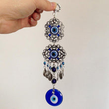 Load image into Gallery viewer, Wind Chimes Turkey Blue Evil Eye (Nazar) Amulet Pendants Home Blessing Protection Gift Ornaments Dream Catcher Blue Rhinestone Wall Hanging Home Decor Ornament Protection Good Luck Blessing Gift
