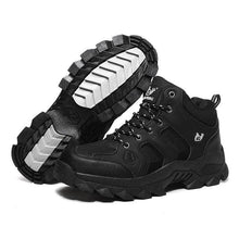 将图片加载到图库查看器，Winter Ankle Boots Mens Snow Warm Fur Leather Hiking Boots Outdoor Hunting Men's Work Warm Hiking Boots High Top Winter Outdoor Walking Lace Up Anti-Slip Breathable Ankle Booties For Mens
