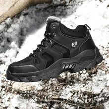 将图片加载到图库查看器，Winter Ankle Boots Mens Snow Warm Fur Leather Hiking Boots Outdoor Hunting Men's Work Warm Hiking Boots High Top Winter Outdoor Walking Lace Up Anti-Slip Breathable Ankle Booties For Mens
