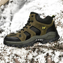 将图片加载到图库查看器，Winter Ankle Boots Mens Snow Warm Fur Leather Hiking Boots Outdoor Hunting Men's Work Warm Hiking Boots High Top Winter Outdoor Walking Lace Up Anti-Slip Breathable Ankle Booties For Mens
