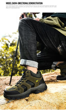 将图片加载到图库查看器，Winter Ankle Boots Mens Snow Warm Fur Leather Hiking Boots Outdoor Hunting Men's Work Warm Hiking Boots High Top Winter Outdoor Walking Lace Up Anti-Slip Breathable Ankle Booties For Mens
