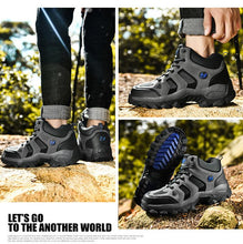 将图片加载到图库查看器，Winter Ankle Boots Mens Snow Warm Fur Leather Hiking Boots Outdoor Hunting Men's Work Warm Hiking Boots High Top Winter Outdoor Walking Lace Up Anti-Slip Breathable Ankle Booties For Mens
