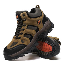 将图片加载到图库查看器，Winter Ankle Boots Mens Snow Warm Fur Leather Hiking Boots Outdoor Hunting Men's Work Warm Hiking Boots High Top Winter Outdoor Walking Lace Up Anti-Slip Breathable Ankle Booties For Mens
