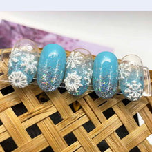 Load image into Gallery viewer, Winter Christmas Acrylic Engraved Nail Sticker Colorful Snow Design Decals Nail Water Slide Decals Nail Art Stickers Decals Christmas Snowflake Bronzing Christmas Slider Nail Art 3D Decals Decoration  Decals Snowflakes Elk Bear Christmas Xmas Stickers
