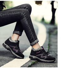 将图片加载到图库查看器，Winter Elegant Unisex Boots With Fur Warm Leather Snow Boots Winter Work Casual Shoes High Top Rubber Ankle Boots Leather Platform Fashion Luxury Boots Non-Slip Hiking Boots
