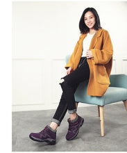 将图片加载到图库查看器，Winter Elegant Unisex Boots With Fur Warm Leather Snow Boots Winter Work Casual Shoes High Top Rubber Ankle Boots Leather Platform Fashion Luxury Boots Non-Slip Hiking Boots

