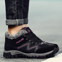 将图片加载到图库查看器，Winter Elegant Unisex Boots With Fur Warm Leather Snow Boots Winter Work Casual Shoes High Top Rubber Ankle Boots Leather Platform Fashion Luxury Boots Non-Slip Hiking Boots
