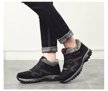 将图片加载到图库查看器，Winter Elegant Unisex Boots With Fur Warm Leather Snow Boots Winter Work Casual Shoes High Top Rubber Ankle Boots Leather Platform Fashion Luxury Boots Non-Slip Hiking Boots
