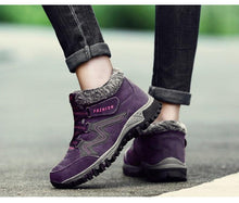 将图片加载到图库查看器，Winter Elegant Unisex Boots With Fur Warm Leather Snow Boots Winter Work Casual Shoes High Top Rubber Ankle Boots Leather Platform Fashion Luxury Boots Non-Slip Hiking Boots

