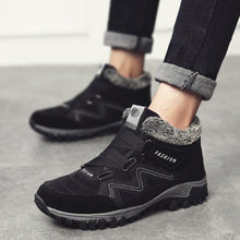 将图片加载到图库查看器，Winter Elegant Unisex Boots With Fur Warm Leather Snow Boots Winter Work Casual Shoes High Top Rubber Ankle Boots Leather Platform Fashion Luxury Boots Non-Slip Hiking Boots
