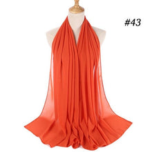 将图片加载到图库查看器，Winter Fashion Long Solid Color Soft Muslim Bubble Chiffon Hijab Scarf Shawls Hijab Elegant Scarf Wrap Lightweight Islamic Head Wear Escharpe Shawls Headband Wraps Lightweight Head Scarves Ladies Hijabs For  Women
