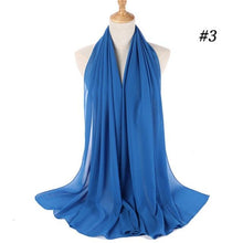 将图片加载到图库查看器，Winter Fashion Long Solid Color Soft Muslim Bubble Chiffon Hijab Scarf Shawls Hijab Elegant Scarf Wrap Lightweight Islamic Head Wear Escharpe Shawls Headband Wraps Lightweight Head Scarves Ladies Hijabs For  Women
