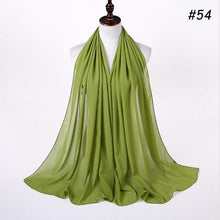 将图片加载到图库查看器，Winter Fashion Long Solid Color Soft Muslim Bubble Chiffon Hijab Scarf Shawls Hijab Elegant Scarf Wrap Lightweight Islamic Head Wear Escharpe Shawls Headband Wraps Lightweight Head Scarves Ladies Hijabs For  Women

