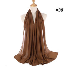 将图片加载到图库查看器，Winter Fashion Long Solid Color Soft Muslim Bubble Chiffon Hijab Scarf Shawls Hijab Elegant Scarf Wrap Lightweight Islamic Head Wear Escharpe Shawls Headband Wraps Lightweight Head Scarves Ladies Hijabs For  Women
