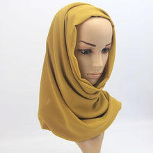 将图片加载到图库查看器，Winter Fashion Long Solid Color Soft Muslim Bubble Chiffon Hijab Scarf Shawls Hijab Elegant Scarf Wrap Lightweight Islamic Head Wear Escharpe Shawls Headband Wraps Lightweight Head Scarves Ladies Hijabs For  Women
