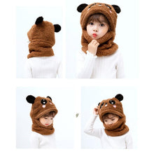 将图片加载到图库查看器，Winter Hat Warm Winter Fashion Adult Kids Winter Fuzzy Plush Balaclava Hat Cartoon Panda Rabbit Windproof Full Cover Earflap Hood Cap Neck Warmer Scarf Fleece Balaclava Hood Ski Mask Cold Weather Face Mask Neck Warmer Winter Nose Warmer
