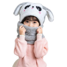 将图片加载到图库查看器，Winter Hat Warm Winter Fashion Adult Kids Winter Fuzzy Plush Balaclava Hat Cartoon Panda Rabbit Windproof Full Cover Earflap Hood Cap Neck Warmer Scarf Fleece Balaclava Hood Ski Mask Cold Weather Face Mask Neck Warmer Winter Nose Warmer
