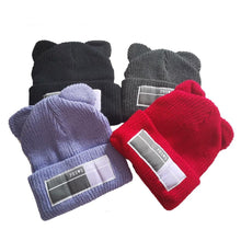 Load image into Gallery viewer, Winter Hats for Woman New Beanies Knitted Hat Cute Ear Girls Autumn Female Beanie Caps Warmer Bonnet Casual Cap Winter Beanie Hats for Women Girls Cable Knit Soft Cute Beanie with Double Pompom Ears Detachable Pompom Fur Hat Girls
