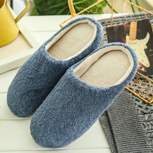 Load image into Gallery viewer, Winter Home Men And Women Solid Color Slippers Fashion Couple Plush Slippers Warm Indoors Bedroom Floor Shoes Warm Cotton Memory Foam Slippers Soft Yarn House Slippers
