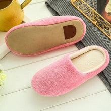 Load image into Gallery viewer, Winter Home Men And Women Solid Color Slippers Fashion Couple Plush Slippers Warm Indoors Bedroom Floor Shoes Warm Cotton Memory Foam Slippers Soft Yarn House Slippers
