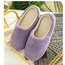 Load image into Gallery viewer, Winter Home Men And Women Solid Color Slippers Fashion Couple Plush Slippers Warm Indoors Bedroom Floor Shoes Warm Cotton Memory Foam Slippers Soft Yarn House Slippers
