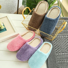 Load image into Gallery viewer, Winter Home Men And Women Solid Color Slippers Fashion Couple Plush Slippers Warm Indoors Bedroom Floor Shoes Warm Cotton Memory Foam Slippers Soft Yarn House Slippers

