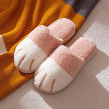 Load image into Gallery viewer, Winter Indoor Cotton Shoes Cute Cat Paw Women Furry Slides Plus Velvet Warm Soft Slippers Cotton Cloth Sippers Women's Elegant Fur Slippers House Shoes For Women

