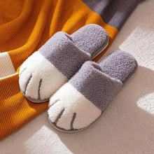 Load image into Gallery viewer, Winter Indoor Cotton Shoes Cute Cat Paw Women Furry Slides Plus Velvet Warm Soft Slippers Cotton Cloth Sippers Women's Elegant Fur Slippers House Shoes For Women
