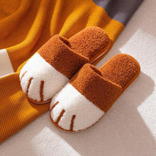 Load image into Gallery viewer, Winter Indoor Cotton Shoes Cute Cat Paw Women Furry Slides Plus Velvet Warm Soft Slippers Cotton Cloth Sippers Women's Elegant Fur Slippers House Shoes For Women
