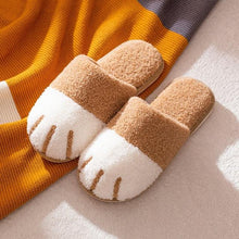 Load image into Gallery viewer, Winter Indoor Cotton Shoes Cute Cat Paw Women Furry Slides Plus Velvet Warm Soft Slippers Cotton Cloth Sippers Women's Elegant Fur Slippers House Shoes For Women
