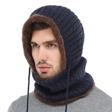 将图片加载到图库查看器，Winter Knitted Hat Beanie Men Beany Skellies Beanies Winter Hats For Women Men Caps Gorgas Bonnet Mask Brand Hats Hooded Cowl Neckerchief with Drawstring Soft Balaclava Pullover Knitted Beanie for Adults Men Women Ski Caps
