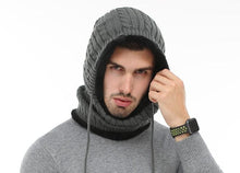 将图片加载到图库查看器，Winter Knitted Hat Beanie Men Beany Skellies Beanies Winter Hats For Women Men Caps Gorgas Bonnet Mask Brand Hats Hooded Cowl Neckerchief with Drawstring Soft Balaclava Pullover Knitted Beanie for Adults Men Women Ski Caps
