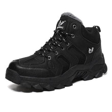 将图片加载到图库查看器，Winter Leather Mens Boots Fur Super Warm Snow Boots Men Winter Work Casual Shoes High Top Rubber Boots Winter Warm Outdoor Walking Lace Up Anti-Slip Breathable Ankle Booties
