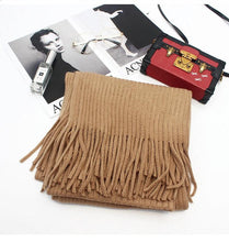 Load image into Gallery viewer, Winter Luxury New Soft Warm Wool Tassel Scarf Lightweight Striped Shawl Classic Wild Soft Simple Travel Scarves Hijab Blanket Cashmere Elegant Casual Muffler For Women
