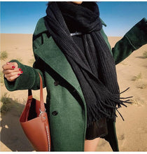 Load image into Gallery viewer, Winter Luxury New Soft Warm Wool Tassel Scarf Lightweight Striped Shawl Classic Wild Soft Simple Travel Scarves Hijab Blanket Cashmere Elegant Casual Muffler For Women
